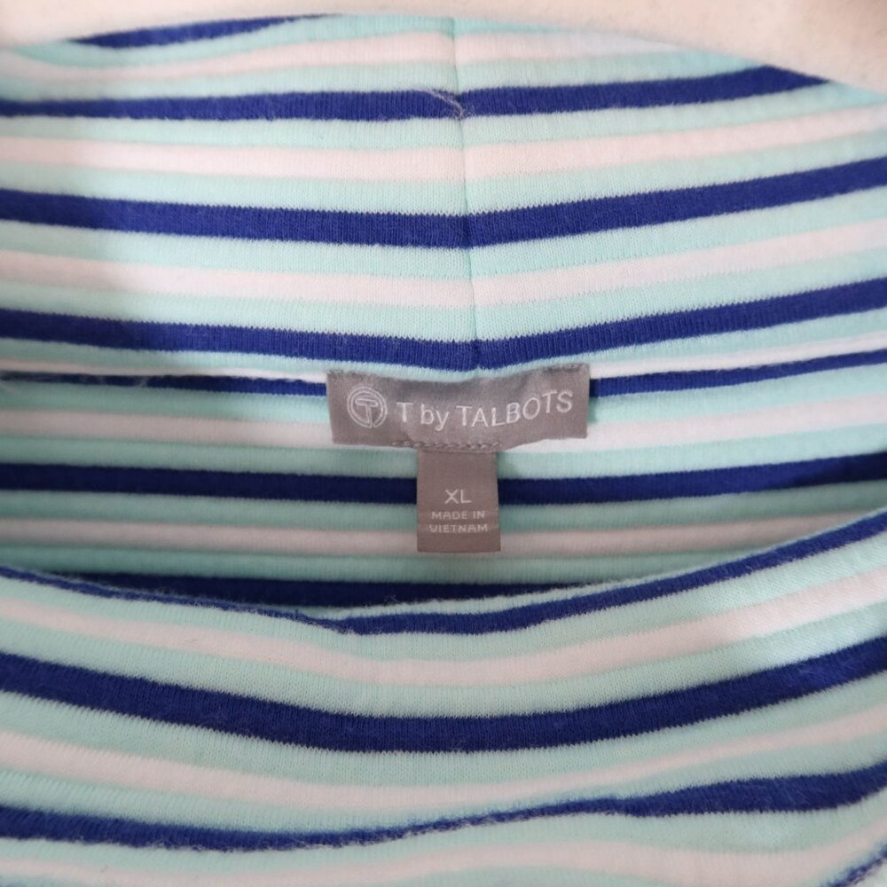 T By Talbots Textured Stripe Button Cuff Mock Nec… - image 6